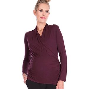 Seraphine Maternity & Nursing Top - Burgundy